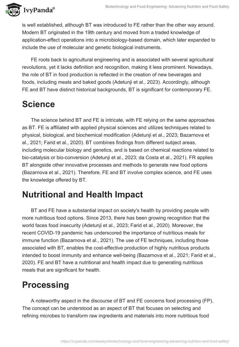 Biotechnology and Food Engineering: Advancing Nutrition and Food Safety. Page 2