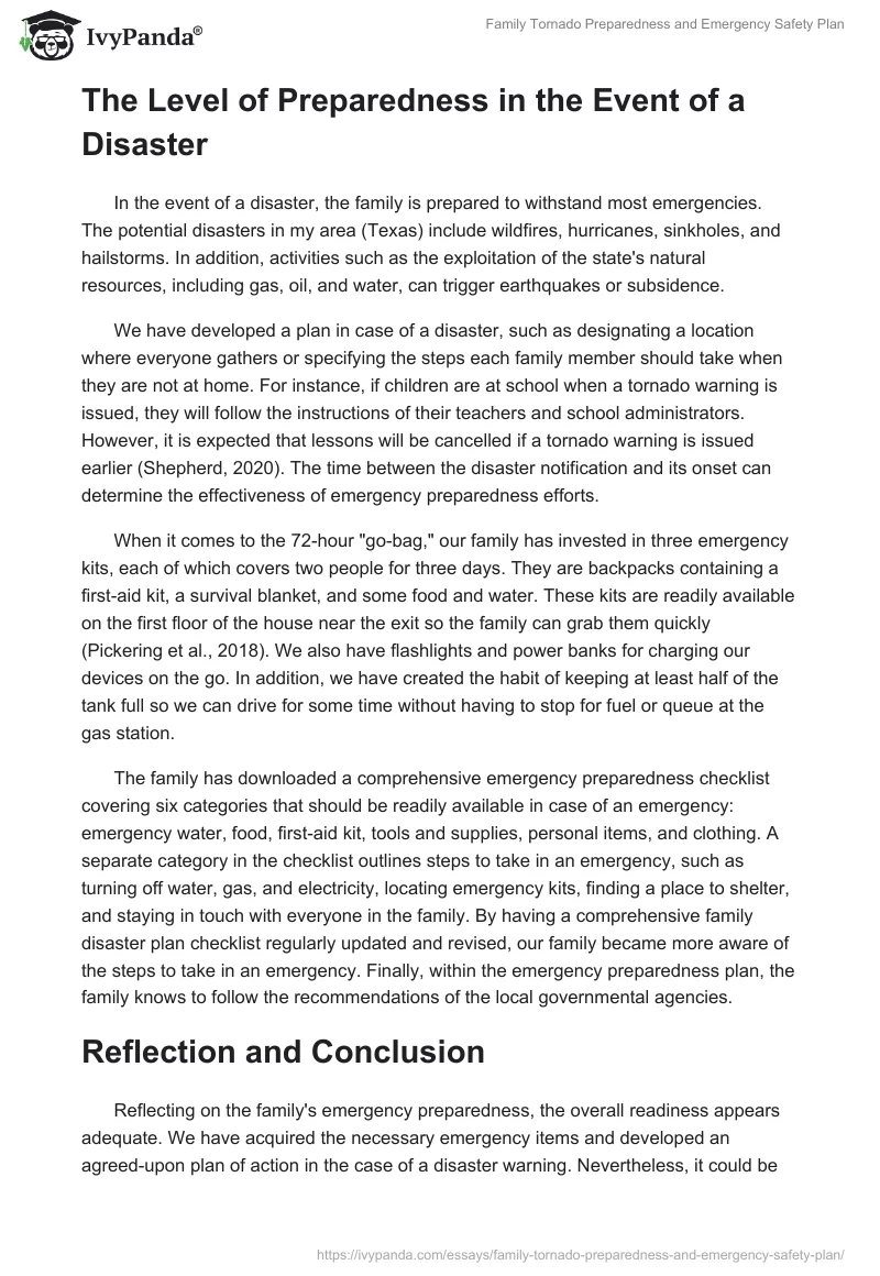 Family Tornado Preparedness and Emergency Safety Plan. Page 2