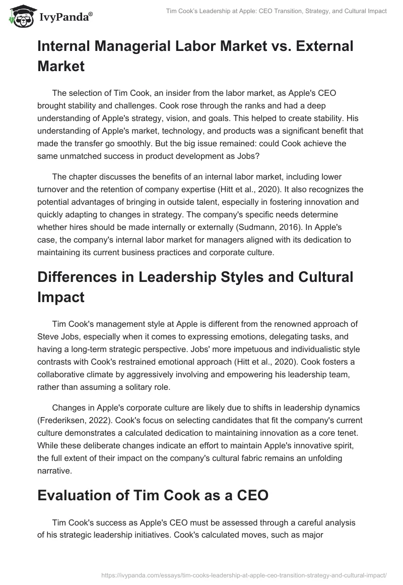 Tim Cook’s Leadership at Apple: CEO Transition, Strategy, and Cultural Impact. Page 2