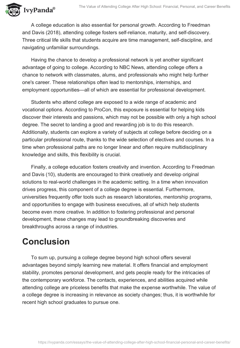 The Value of Attending College After High School: Financial, Personal, and Career Benefits. Page 2