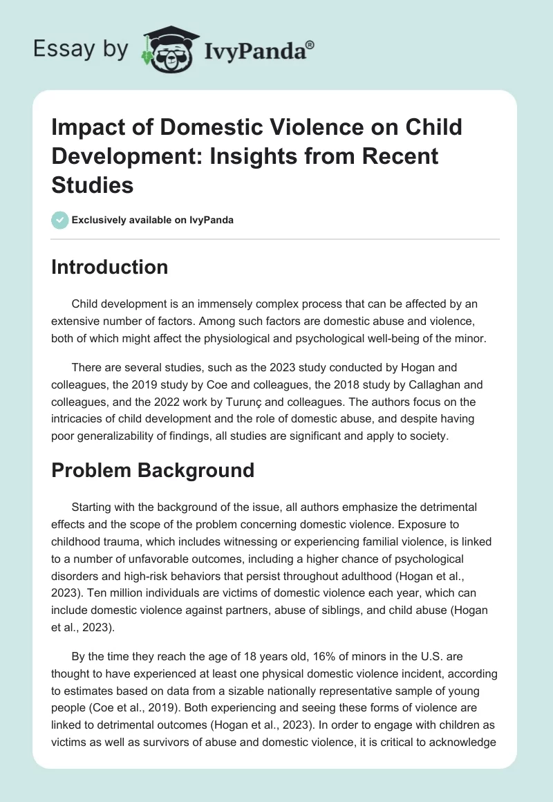 Impact of Domestic Violence on Child Development: Insights from Recent Studies. Page 1