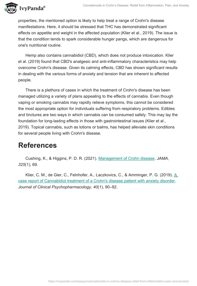 Cannabinoids in Crohn’s Disease: Relief from Inflammation, Pain, and Anxiety. Page 2