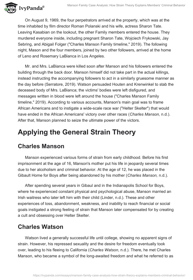 Manson Family Case Analysis: How Strain Theory Explains Members’ Criminal Behavior. Page 2
