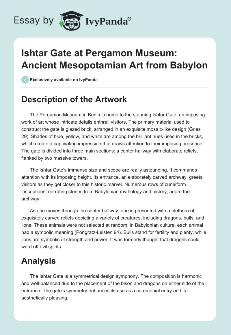 Ishtar Gate at Pergamon Museum: Ancient Mesopotamian Art from Babylon. Page 1