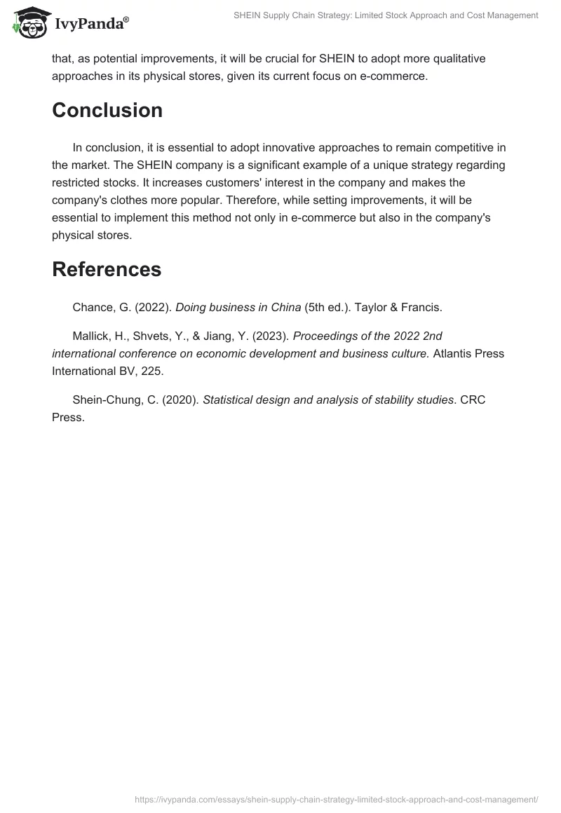 SHEIN Supply Chain Strategy: Limited Stock Approach and Cost Management. Page 2