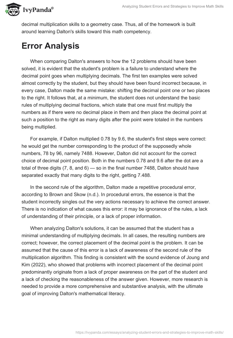 Analyzing Student Errors and Strategies to Improve Math Skills. Page 2