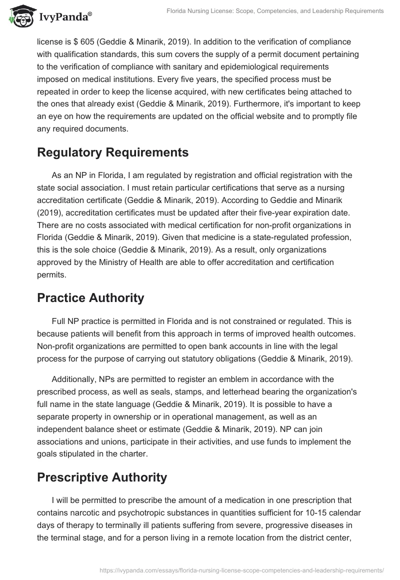Florida Nursing License: Scope, Competencies, and Leadership Requirements. Page 2