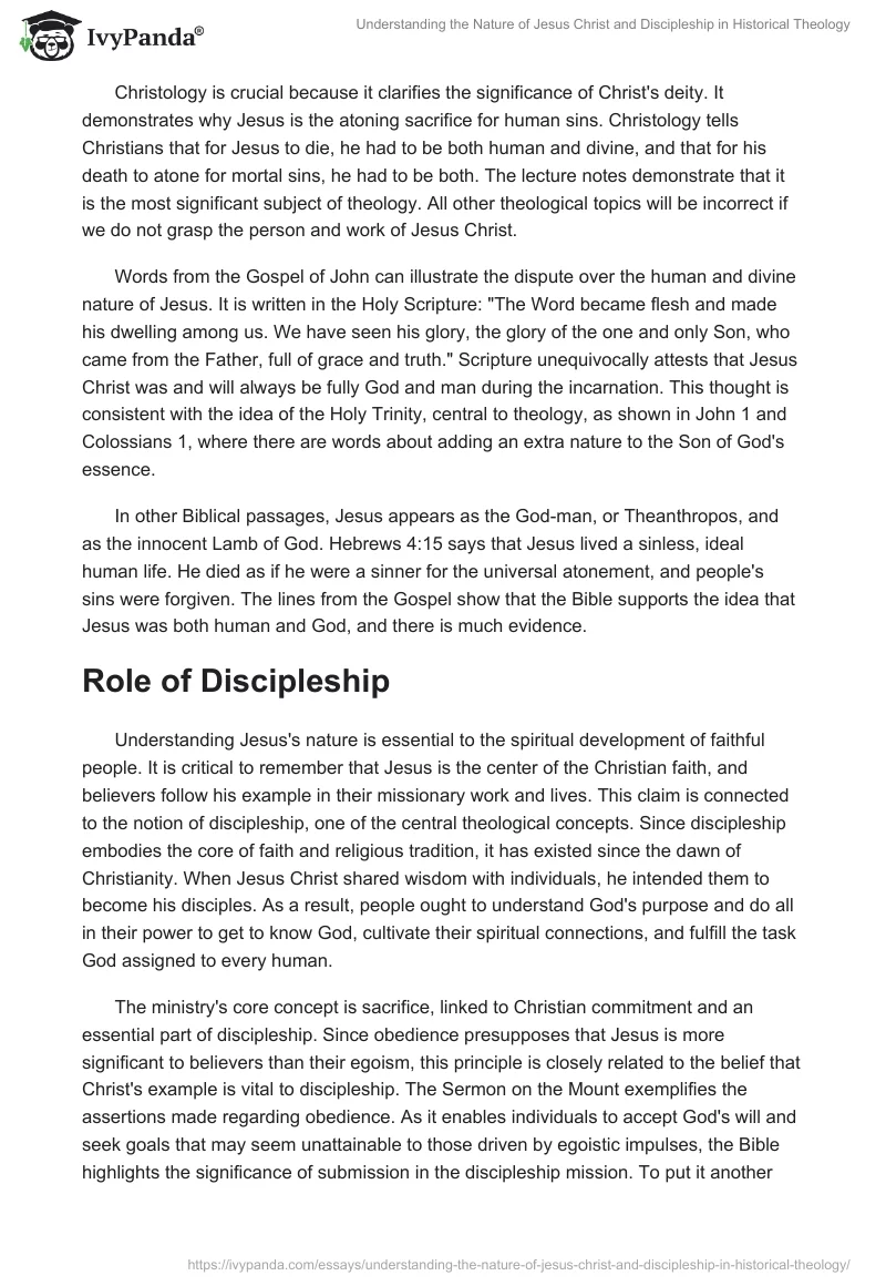 Understanding the Nature of Jesus Christ and Discipleship in Historical Theology. Page 2