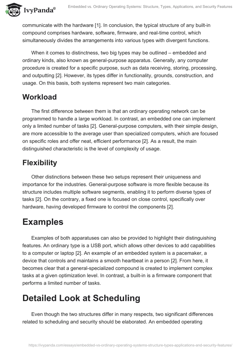 Embedded vs. Ordinary Operating Systems: Structure, Types, Applications, and Security Features. Page 2