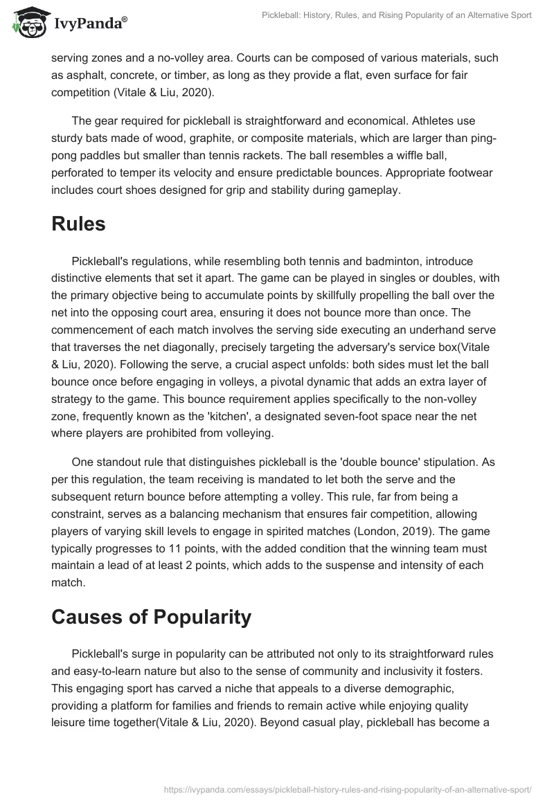 Pickleball: History, Rules, and Rising Popularity of an Alternative Sport. Page 2