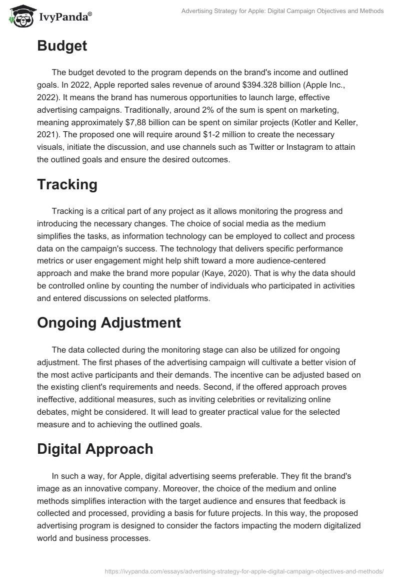 Advertising Strategy for Apple: Digital Campaign Objectives and Methods. Page 2