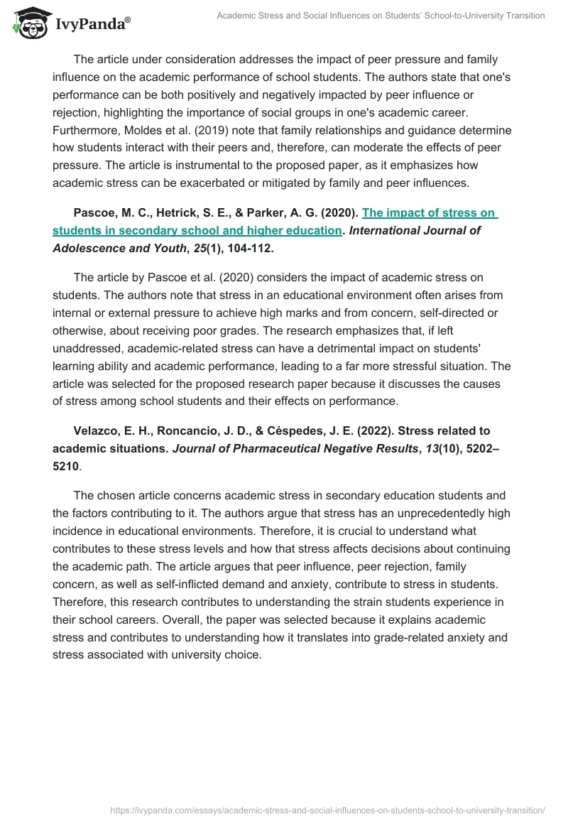 Academic Stress and Social Influences on Students’ School-to-University Transition. Page 2