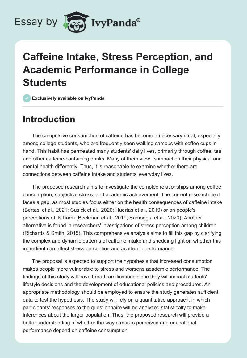 Caffeine Intake, Stress Perception, and Academic Performance in College Students. Page 1