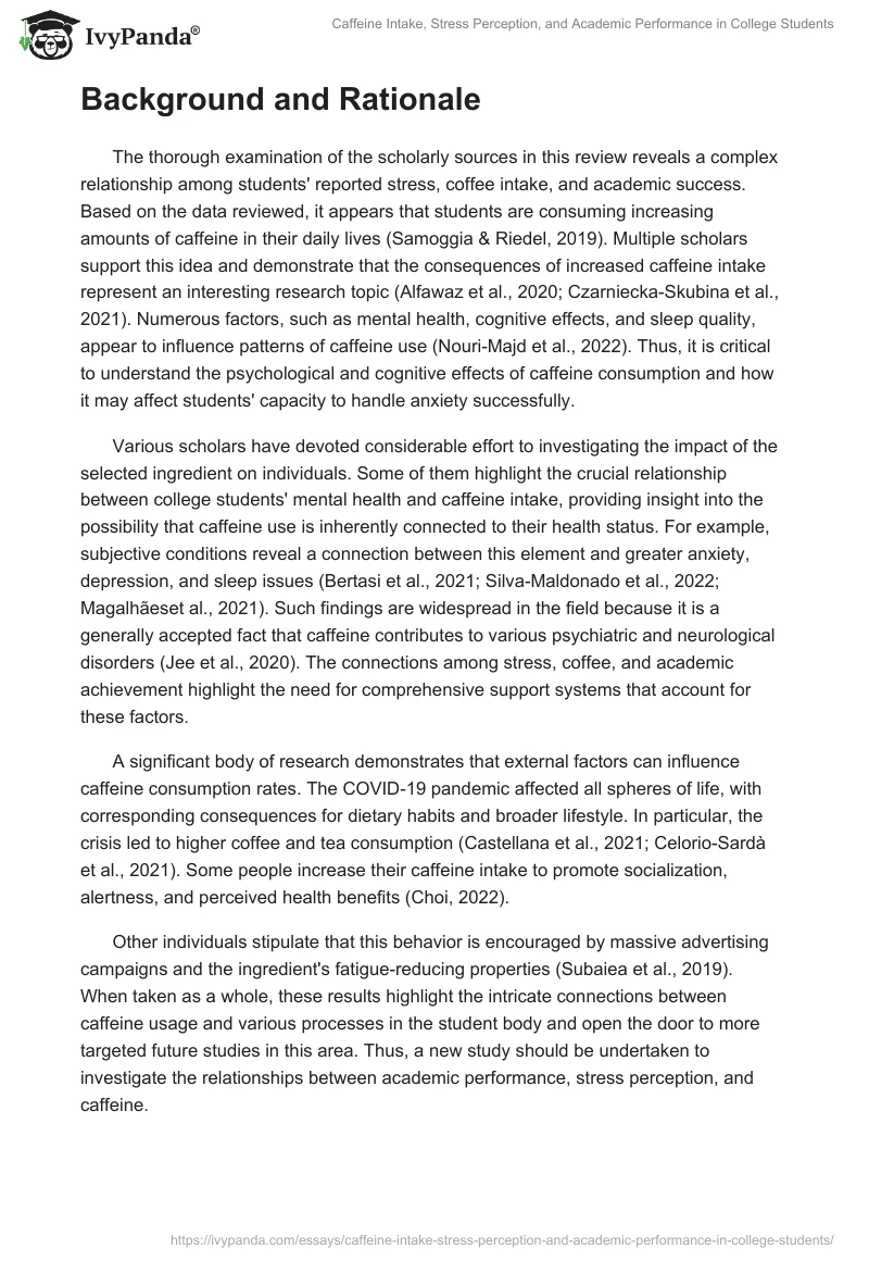 Caffeine Intake, Stress Perception, and Academic Performance in College Students. Page 2
