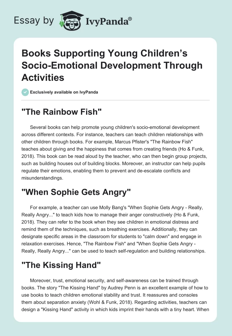 Books Supporting Young Children’s Socio-Emotional Development Through Activities. Page 1