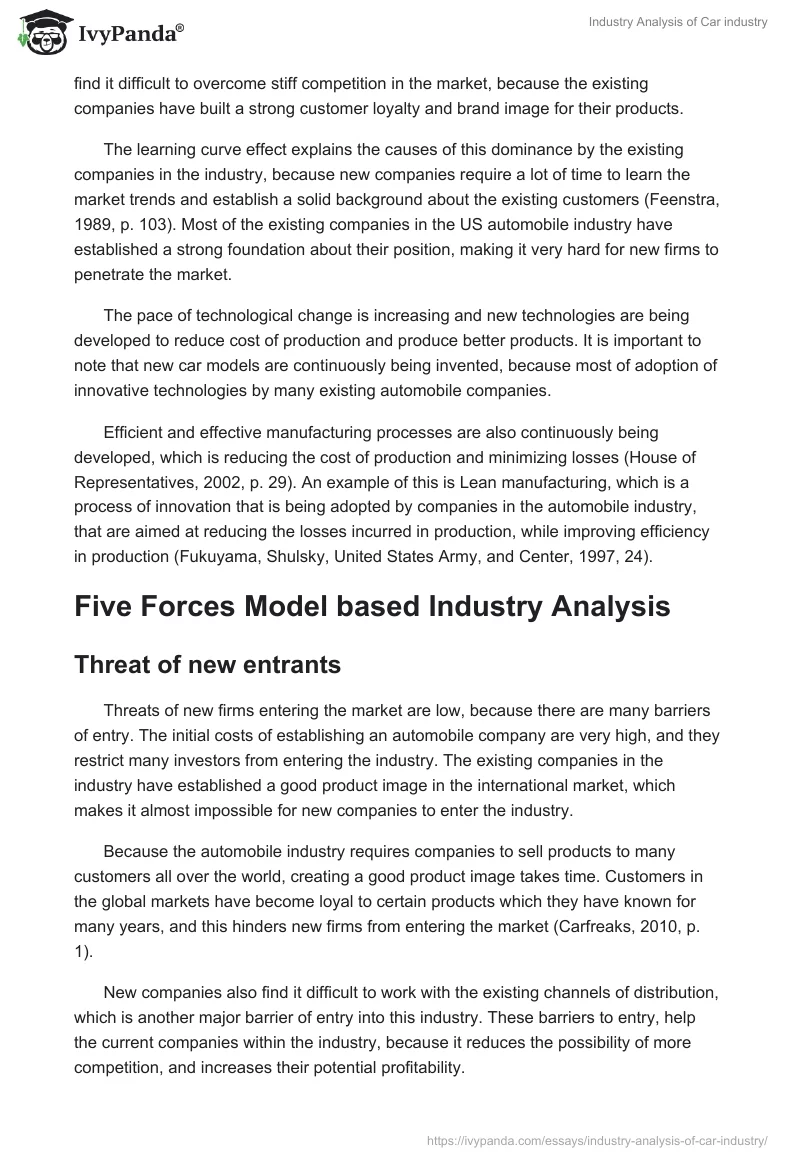 Industry Analysis of Car industry. Page 2
