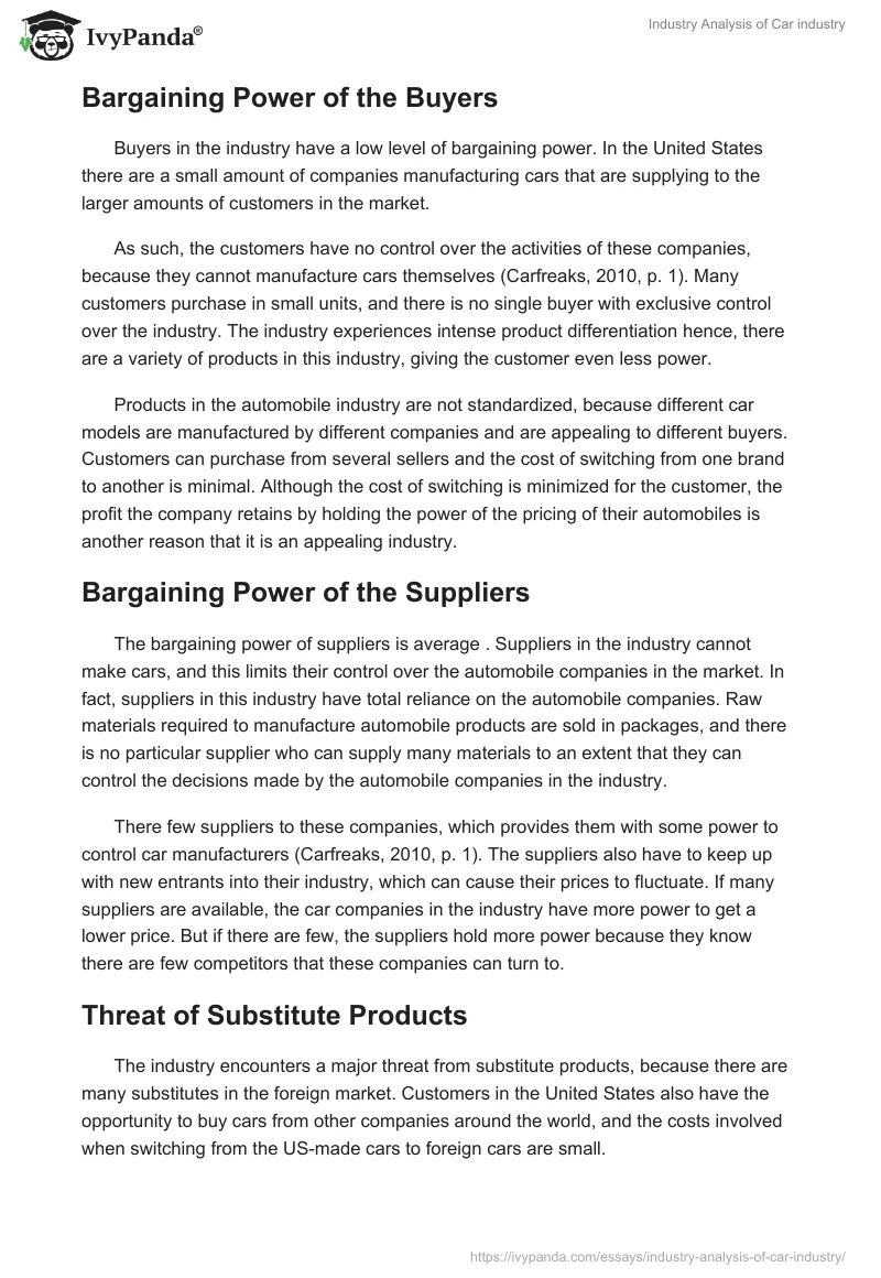 Industry Analysis of Car industry. Page 3