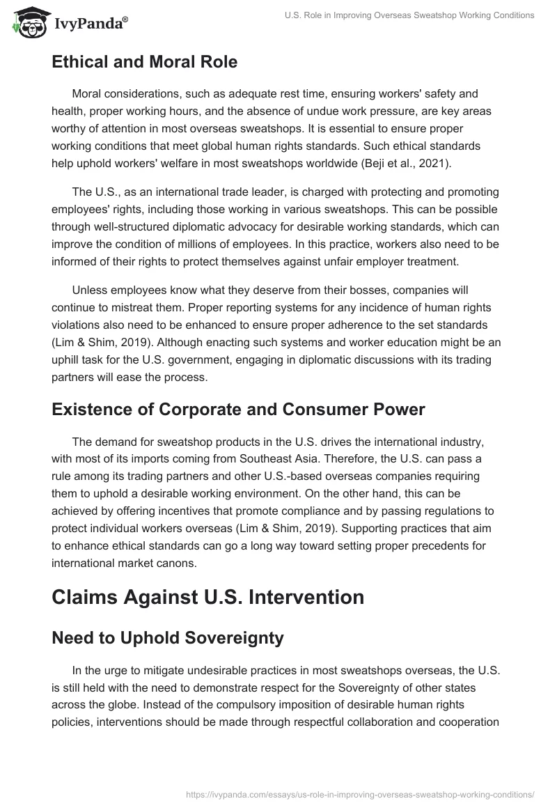 U.S. Role in Improving Overseas Sweatshop Working Conditions. Page 2