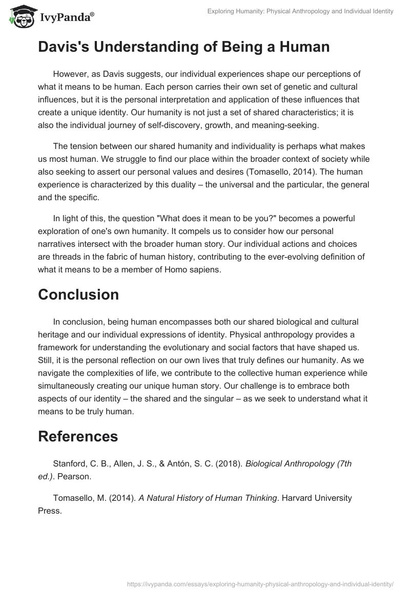 Exploring Humanity: Physical Anthropology and Individual Identity. Page 2