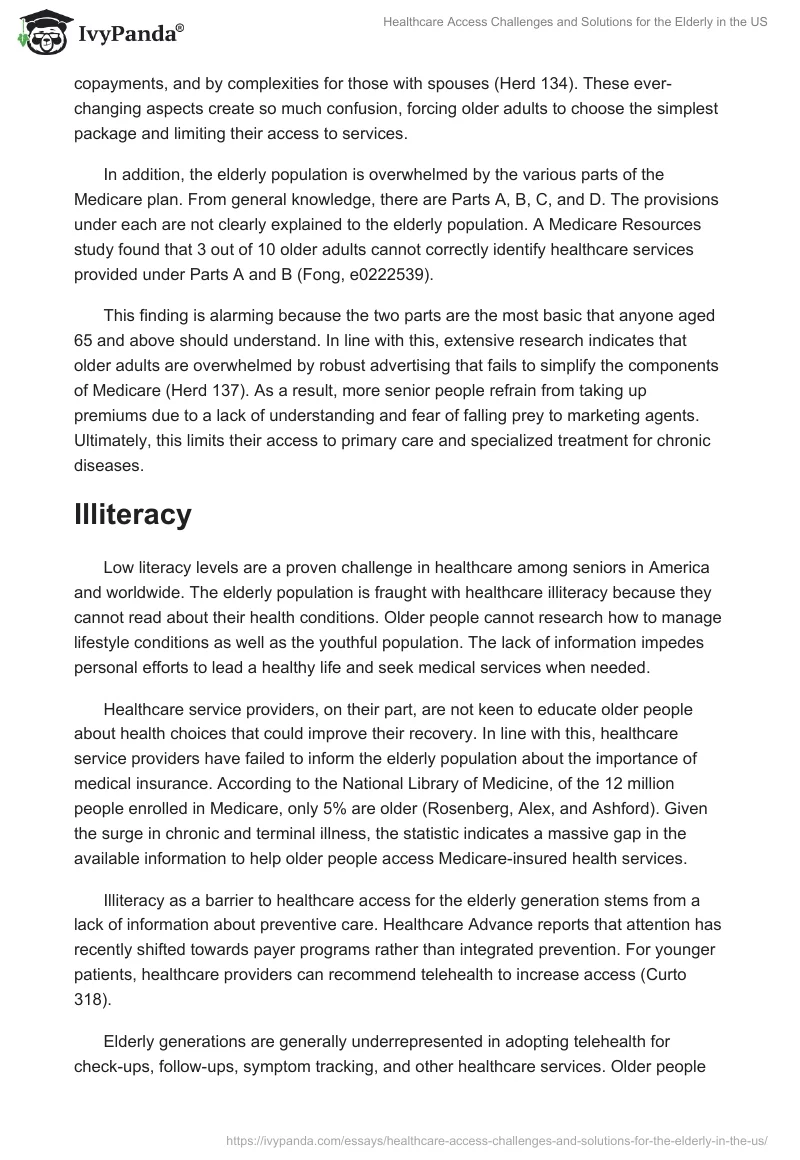 Healthcare Access Challenges and Solutions for the Elderly in the US. Page 2
