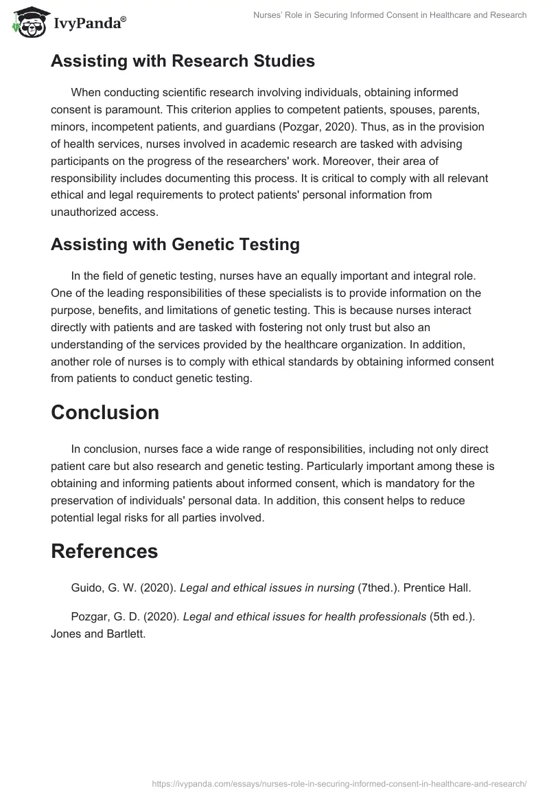 Nurses’ Role in Securing Informed Consent in Healthcare and Research. Page 2