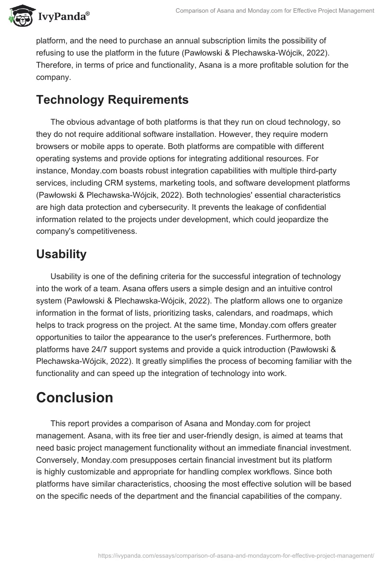 Comparison of Asana and Monday.com for Effective Project Management. Page 2
