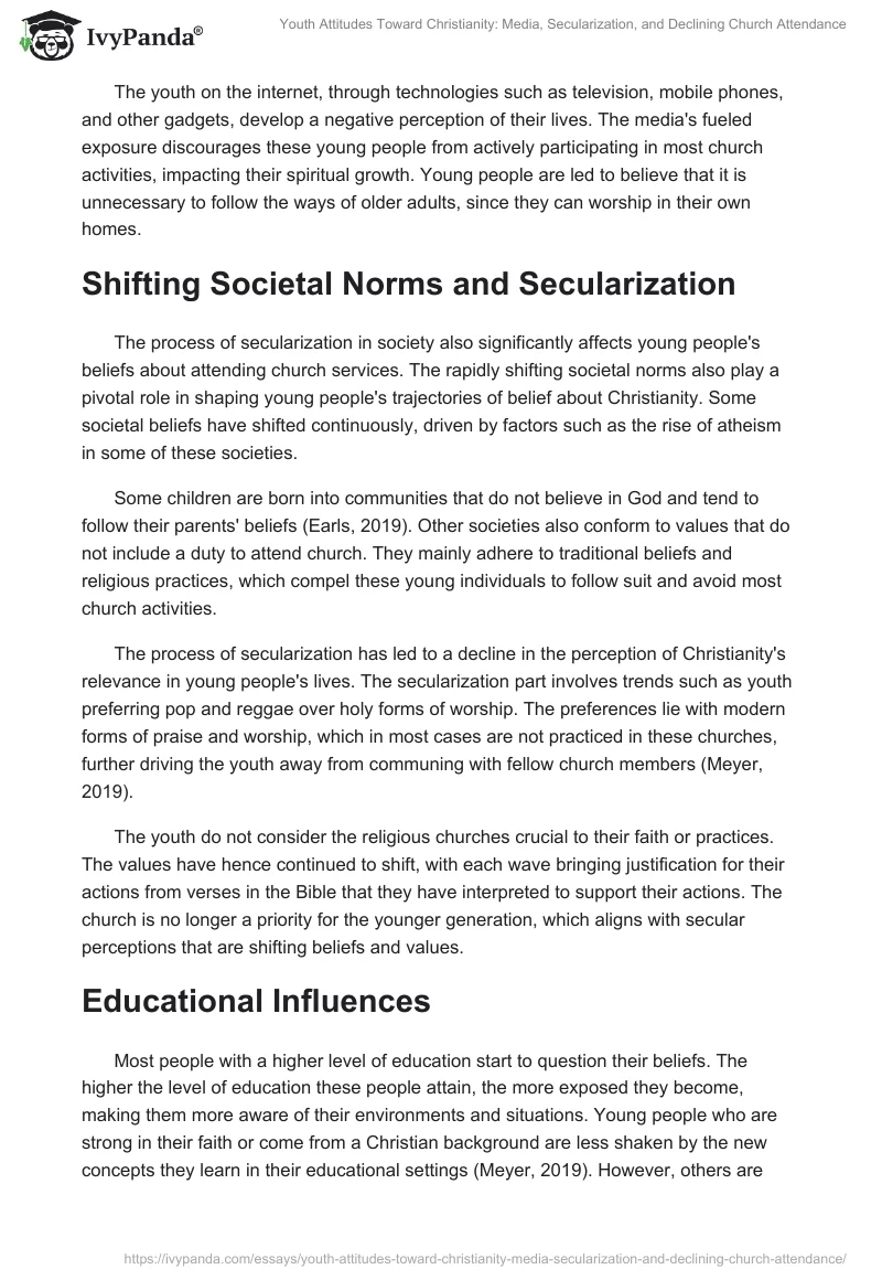 Youth Attitudes Toward Christianity: Media, Secularization, and Declining Church Attendance. Page 2