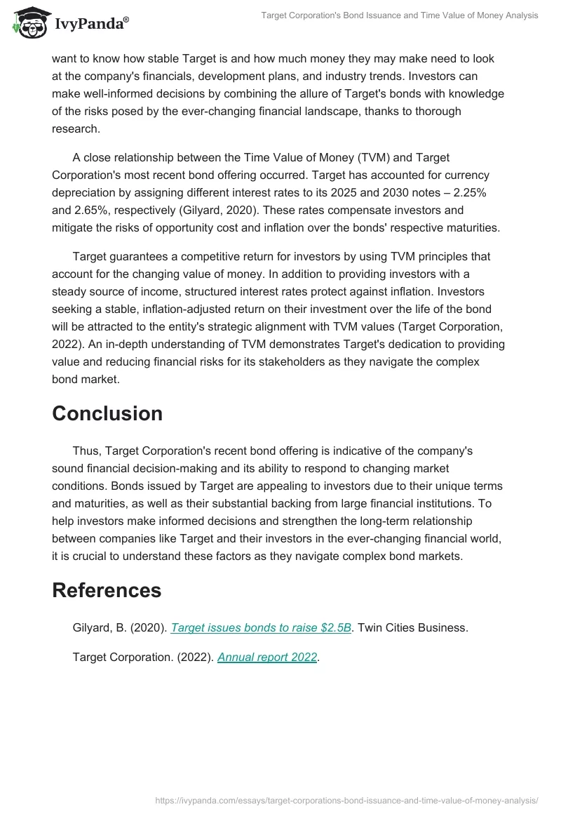 Target Corporation's Bond Issuance and Time Value of Money Analysis. Page 2