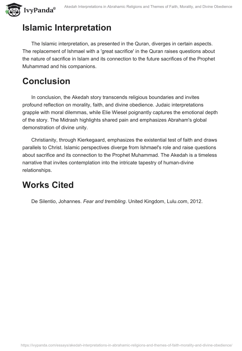 Akedah Interpretations in Abrahamic Religions and Themes of Faith, Morality, and Divine Obedience. Page 2