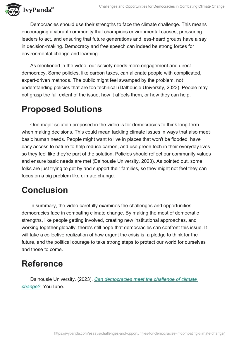 Challenges and Opportunities for Democracies in Combating Climate Change. Page 2