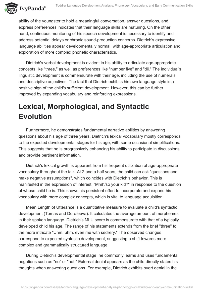 Toddler Language Development Analysis: Phonology, Vocabulary, and Early Communication Skills. Page 2