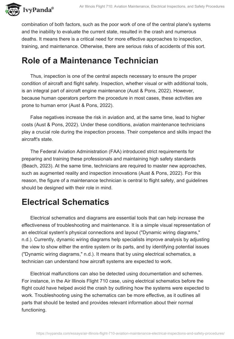 Air Illinois Flight 710: Aviation Maintenance, Electrical Inspections, and Safety Procedures. Page 2