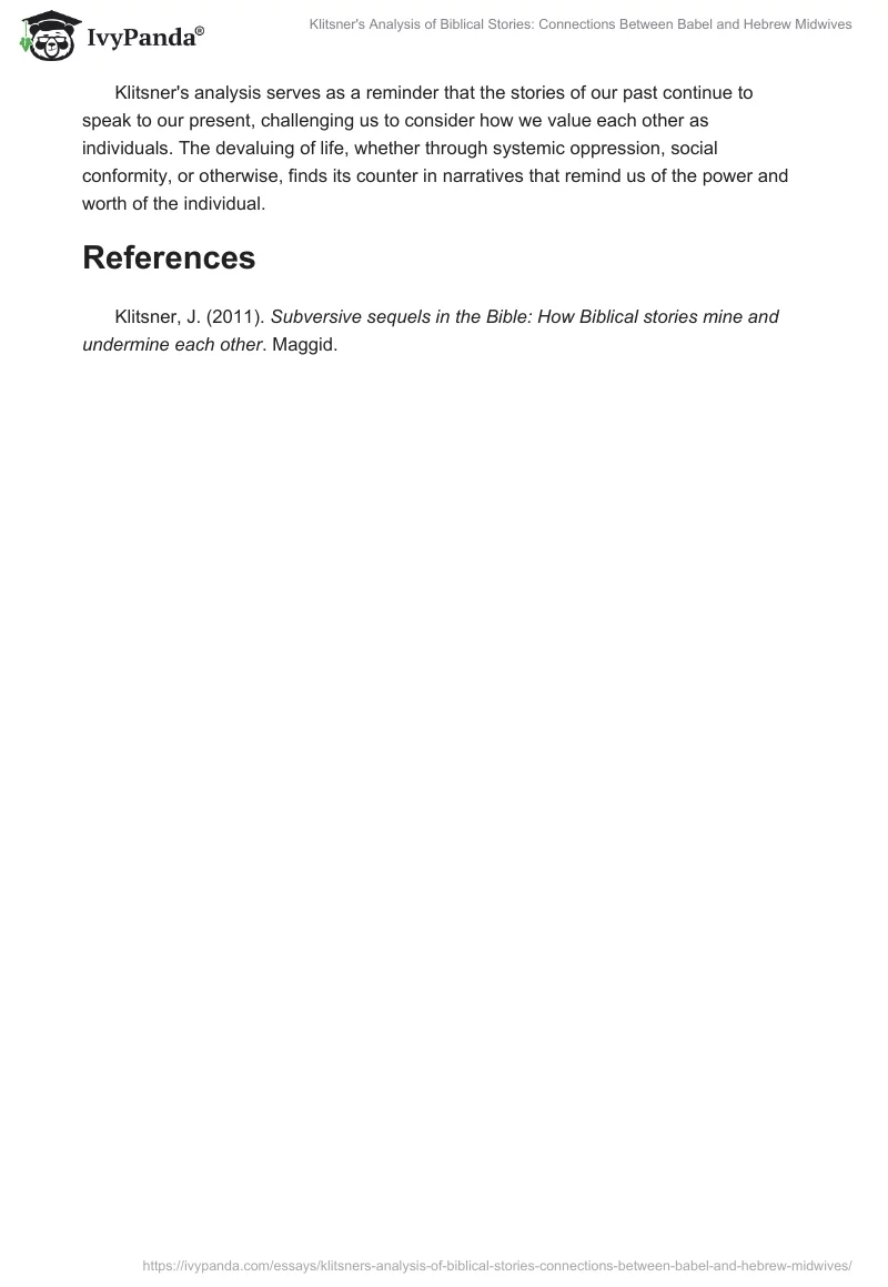 Klitsner's Analysis of Biblical Stories: Connections Between Babel and Hebrew Midwives. Page 2