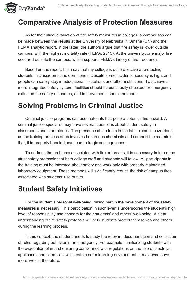 College Fire Safety: Protecting Students On and Off Campus Through Awareness and Protocols. Page 2