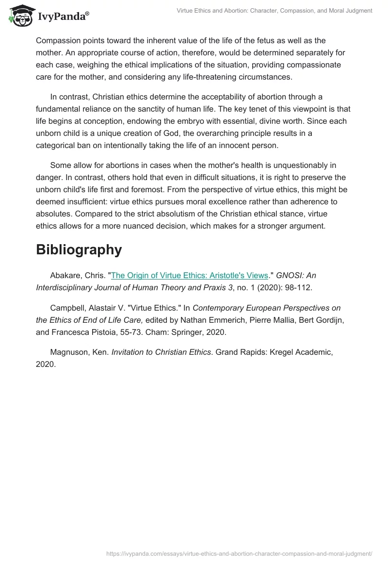 Virtue Ethics and Abortion: Character, Compassion, and Moral Judgment. Page 2