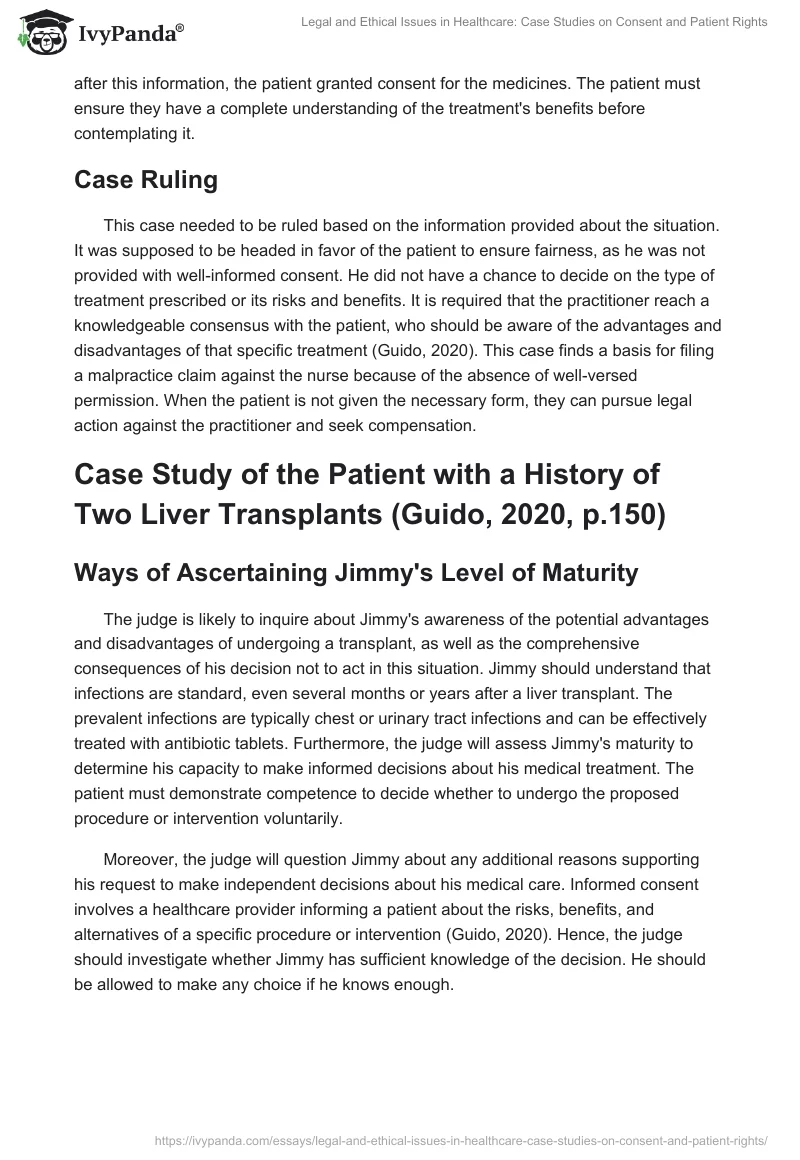 Legal and Ethical Issues in Healthcare: Case Studies on Consent and Patient Rights. Page 2