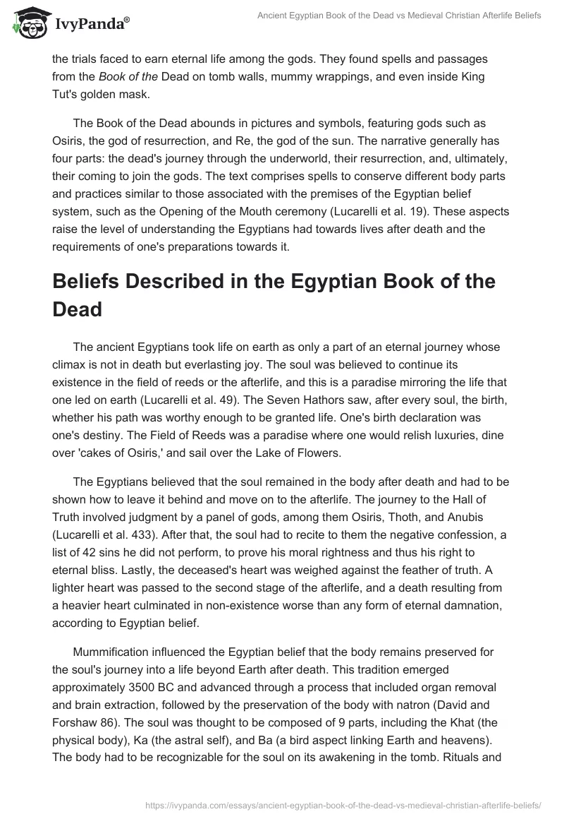 Ancient Egyptian Book of the Dead vs Medieval Christian Afterlife Beliefs. Page 2