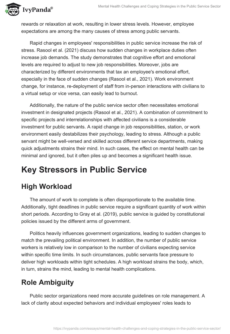 Mental Health Challenges and Coping Strategies in the Public Service Sector. Page 2