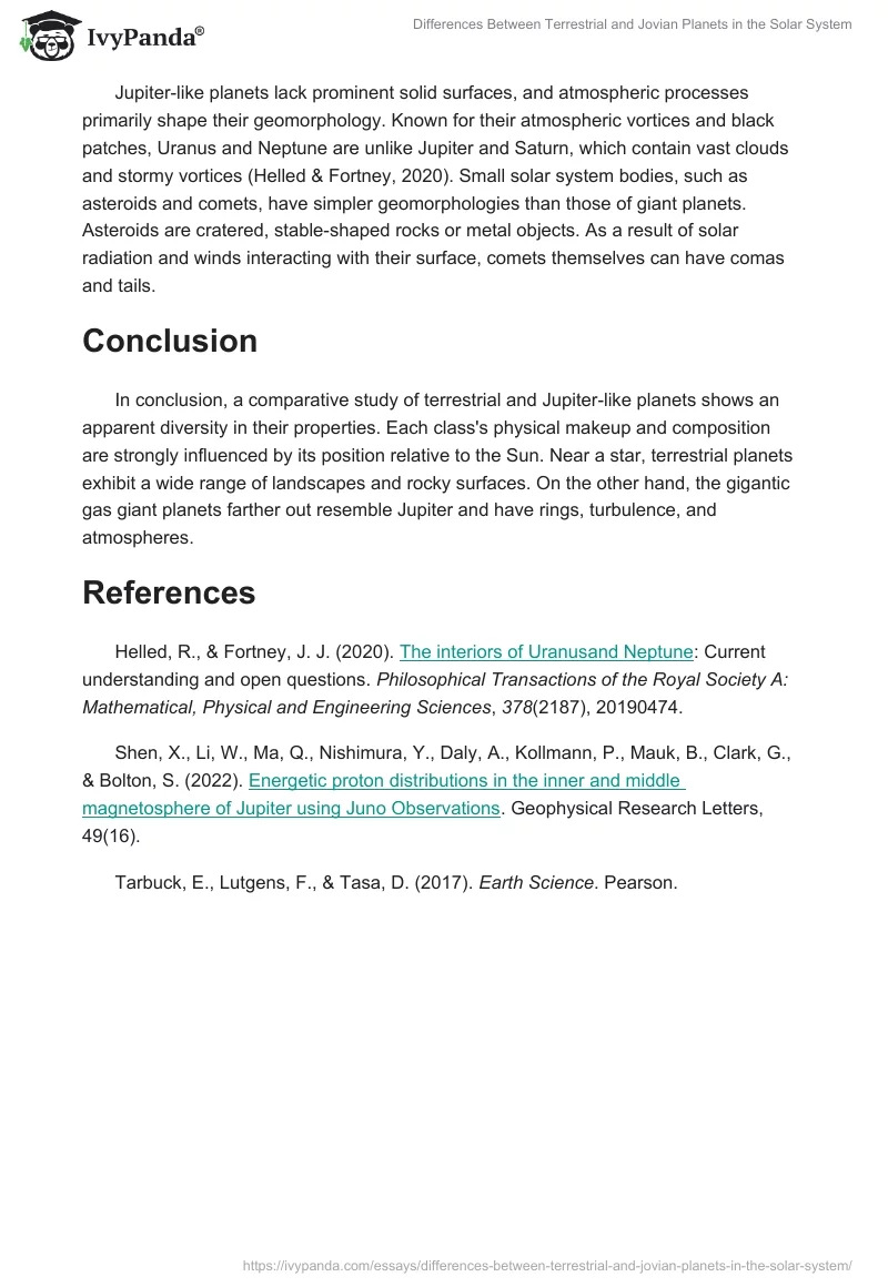 Differences Between Terrestrial and Jovian Planets in the Solar System. Page 2