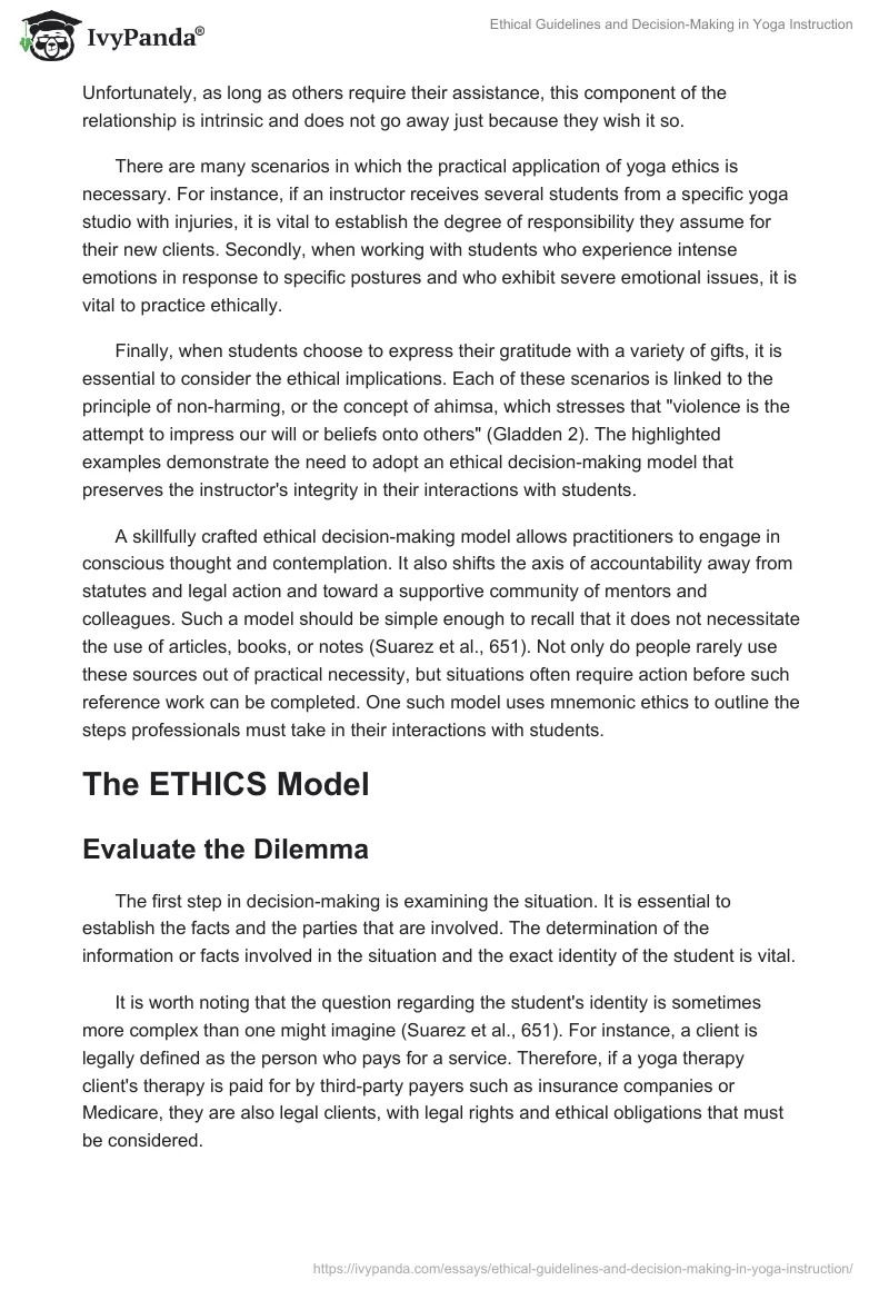 Ethical Guidelines and Decision-Making in Yoga Instruction. Page 2