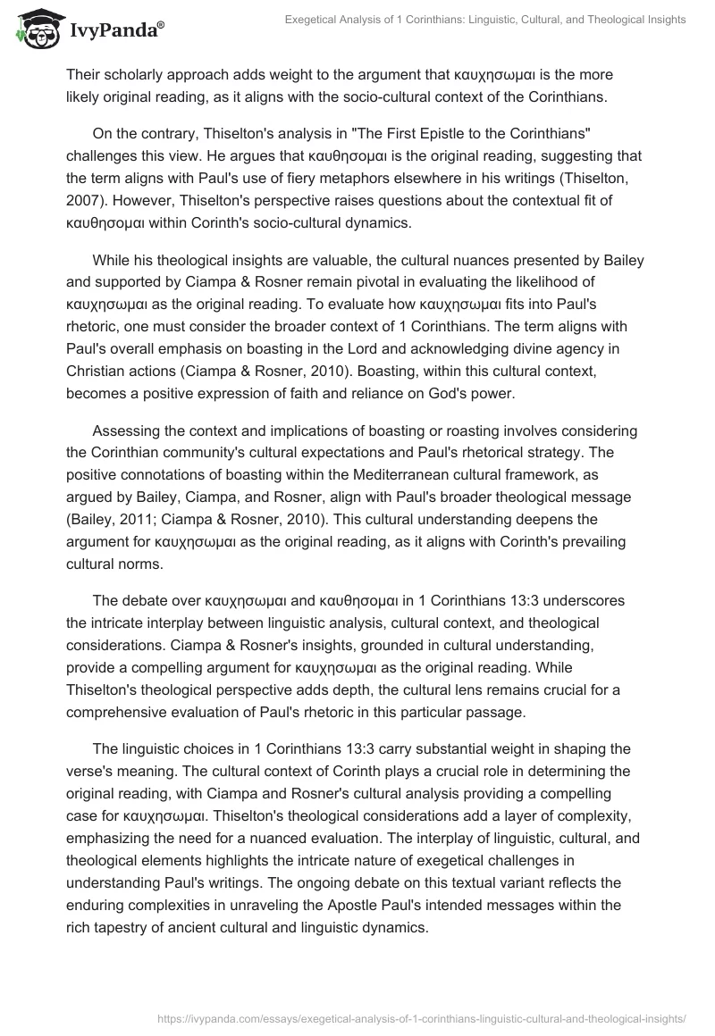 Exegetical Analysis of 1 Corinthians: Linguistic, Cultural, and Theological Insights. Page 2