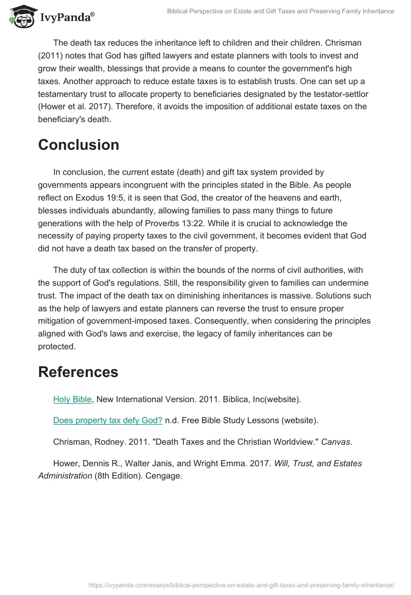 Biblical Perspective on Estate and Gift Taxes and Preserving Family Inheritance. Page 2