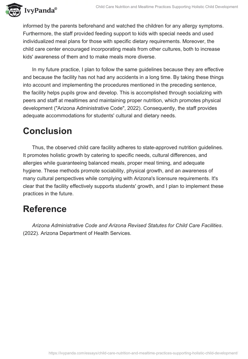 Child Care Nutrition and Mealtime Practices Supporting Holistic Child Development. Page 2