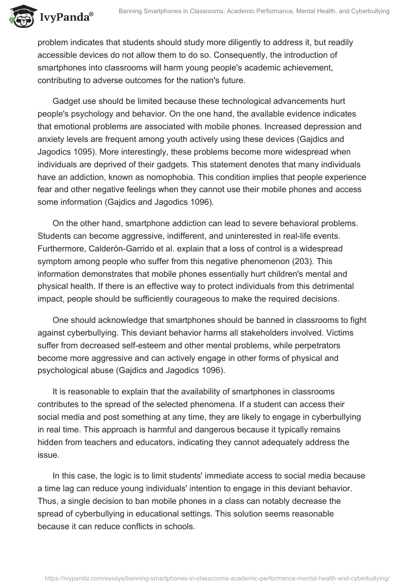 Banning Smartphones in Classrooms: Academic Performance, Mental Health, and Cyberbullying. Page 2