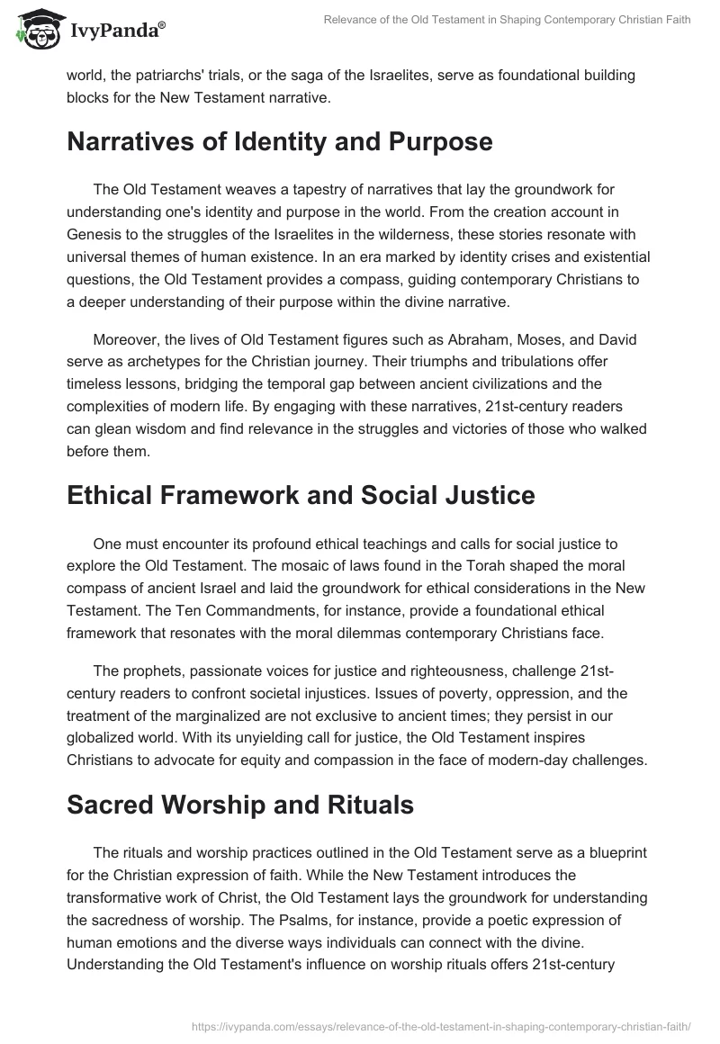 Relevance of the Old Testament in Shaping Contemporary Christian Faith. Page 2