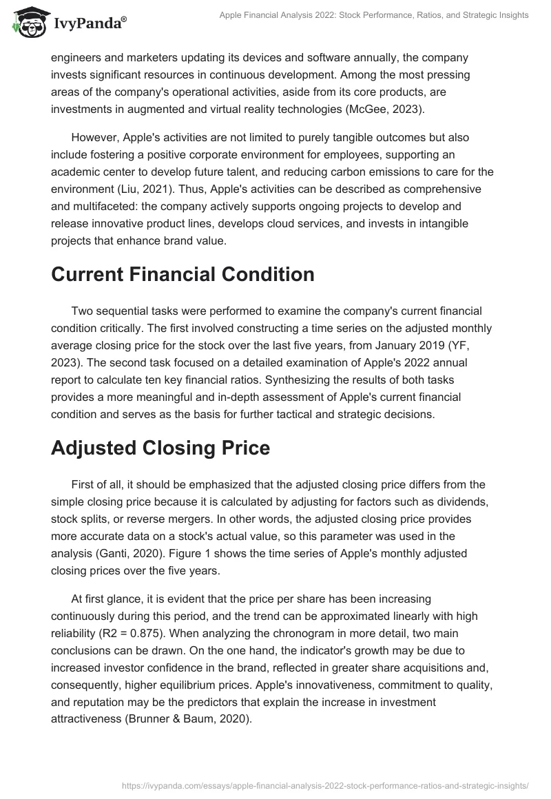 Apple Financial Analysis 2022: Stock Performance, Ratios, and Strategic Insights. Page 2