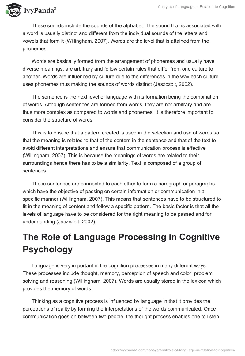 Analysis of Language in Relation to Cognition. Page 3