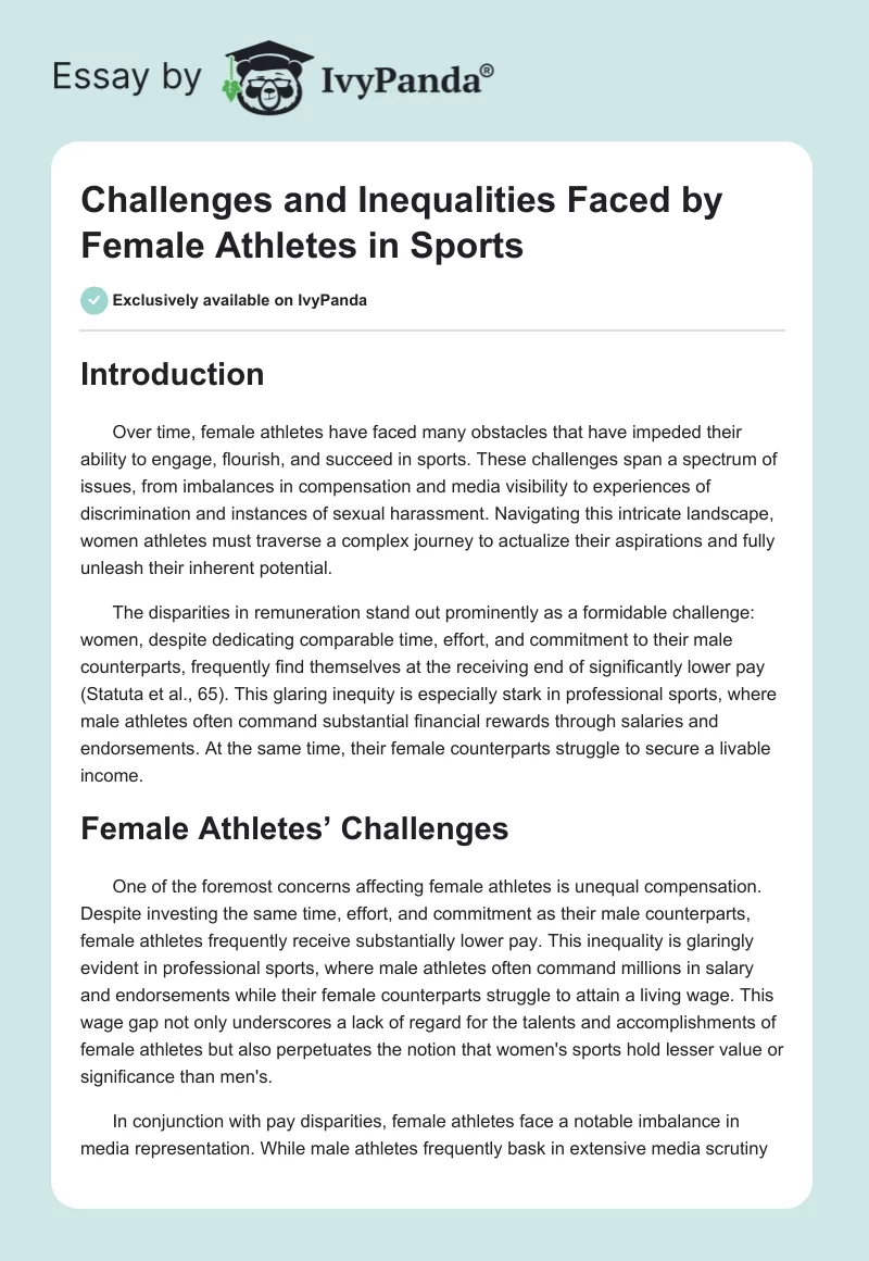 Challenges and Inequalities Faced by Female Athletes in Sports. Page 1