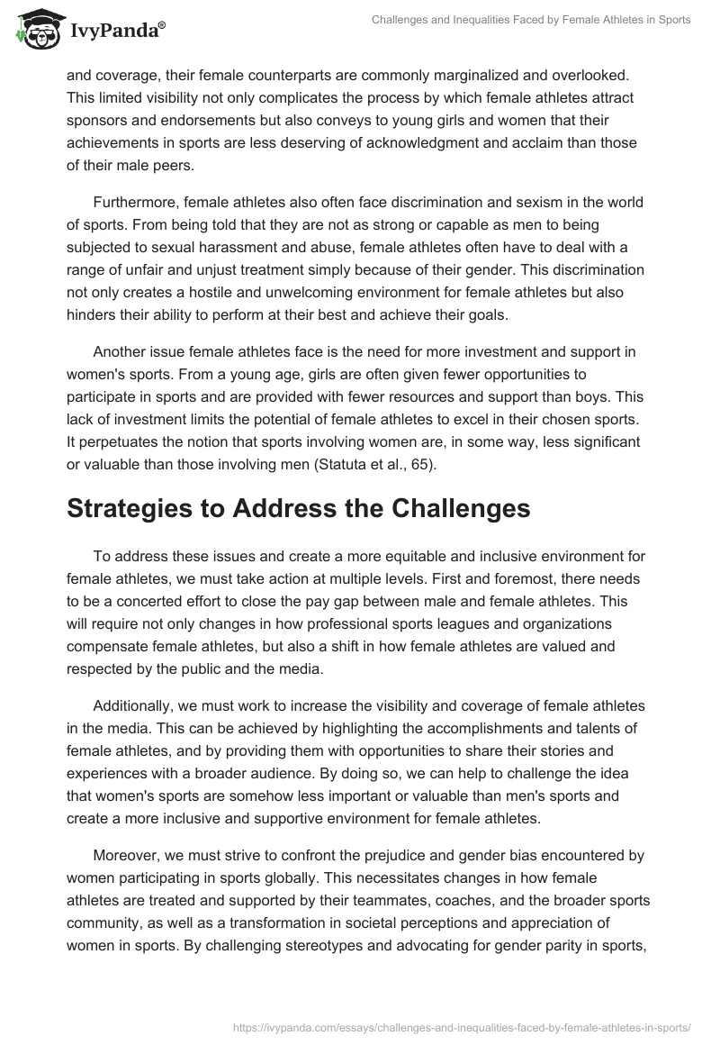 Challenges and Inequalities Faced by Female Athletes in Sports. Page 2