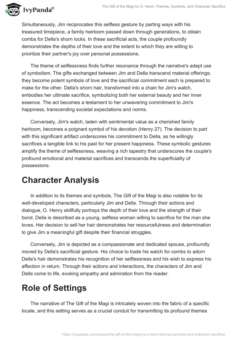 The Gift of the Magi by O. Henri: Themes, Symbols, and Character Sacrifice. Page 2